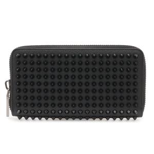 Christian Louboutin クリスチャン ルブタン パネトーネ ロングウォレット スパイクスタッズ ラウンドファスナー 長財布 レザー ブラック