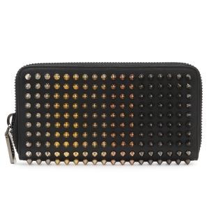 Christian Louboutin クリスチャン ルブタン パネトーネ ラウンドファスナー 長財布 スパイクスタッズ カラースタッズ レザー ブラック