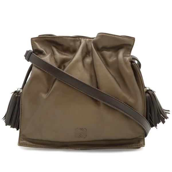LOEWE ロエベ フラメンコ22 ショルダーバッグ ポシェット 斜め掛け 2WAY 巾着 フリンジ...
