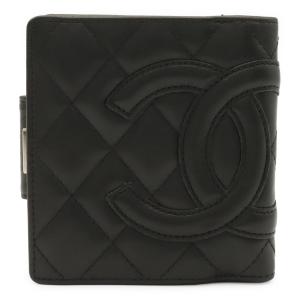 CHANEL シャネル カンボンライン がま口財布 ガマ口 2つ折財布 二つ折り ソフトカーフ レザー ブラック 黒 ホワイト 白 ピンク A26720