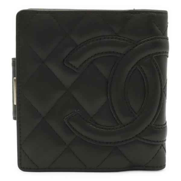CHANEL シャネル カンボンライン がま口財布 ガマ口 2つ折財布 二つ折り ソフトカーフ レザ...