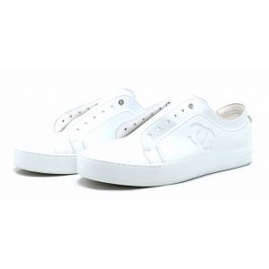 靴 Chanel シャネル ココマーク ロゴ スニーカー Calfskin Gum レザー ラバー ホワイト 白 41 靴ひも