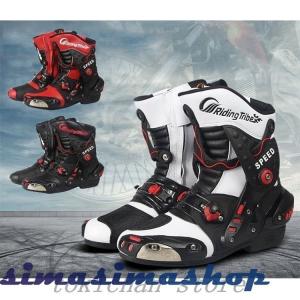 オンロードブーツメンズブーツツーリングレーシングブーツライディングブーツバイクブーツモトクロスブーツ長筒靴オートバイ耐久性耐衝撃性