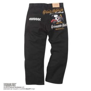 大きいサイズ メンズ FLAGSTAFF × PEANUTS スヌーピー コラボ カツラギ パンツ ブラック 1174-9370-1 100 110 120 130 140｜bmo