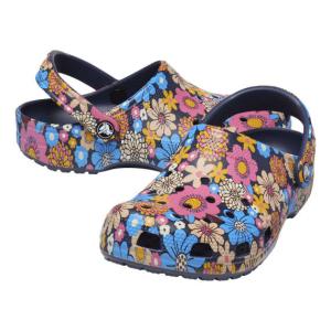 大きいサイズ メンズ crocs サンダル CLASSIC RETRO FLORAL CLOG ネイビー × マルチ 1240-3360-1 M12 M13｜bmo