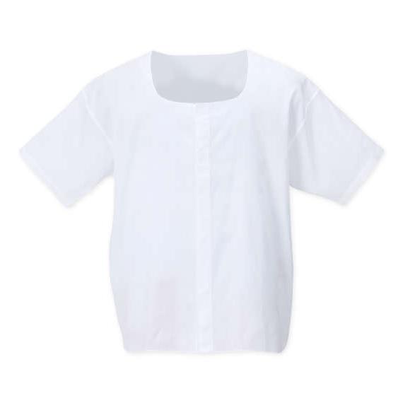 大きいサイズ メンズ 三ッ桃クレープ 丸型ワンタッチテープ 半袖 前開 シャツ ホワイト 1249-...