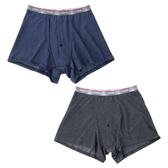 大きいサイズ メンズ EDWIN 2P ニット トランクス インディゴ×ブラック 1249-4335...