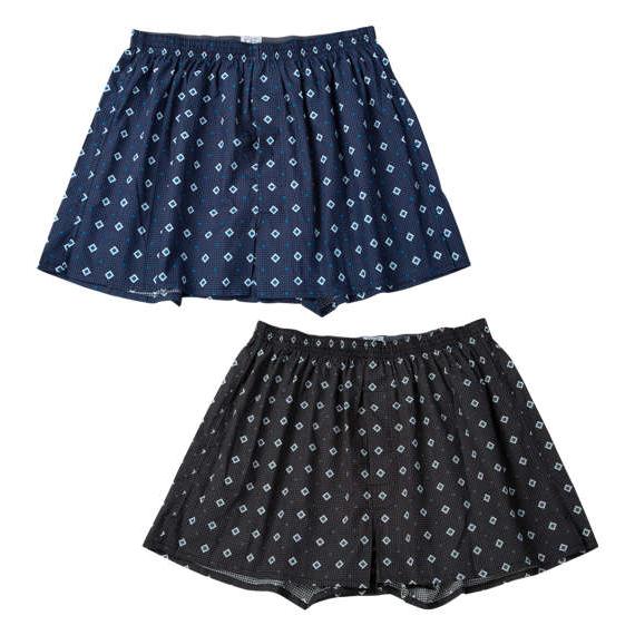 大きいサイズ メンズ Take More 2P 小紋柄 布帛 トランクス ネイビー系×チャコール系 ...