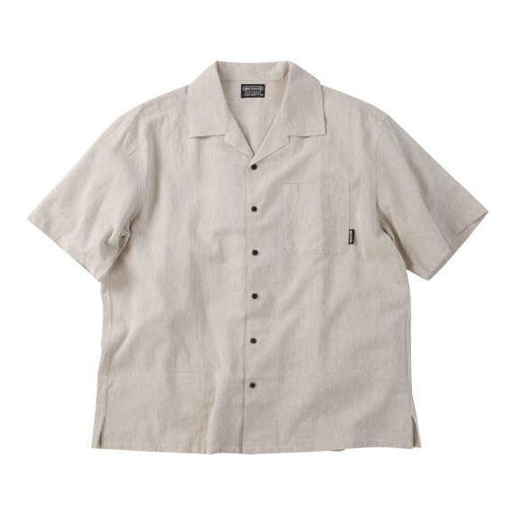 大きいサイズ メンズ OUTDOOR PRODUCTS 綿麻 半袖 オープンカラー シャツ ベージュ...