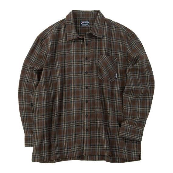 大きいサイズ メンズ OUTDOOR PRODUCTS ビエラチェック 長袖 シャツ ブラウン 12...