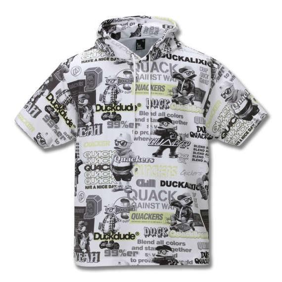 大きいサイズ メンズ b-one-soul DUCK DUDE オールオーバー 半袖 プル パーカー...