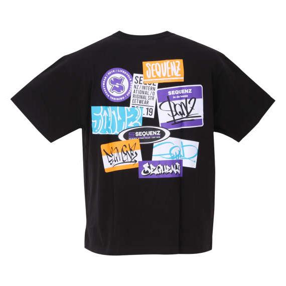 大きいサイズ メンズ SEQUENZ SQNZタグズ 半袖 Tシャツ ブラック 1258-3284-...