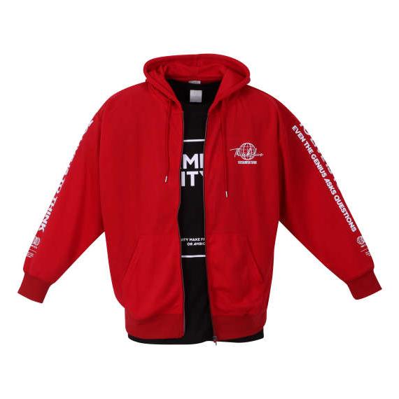 大きいサイズ メンズ BEAUMERE ダンボール4面プリント フルジップ パーカー + 半袖 Tシ...