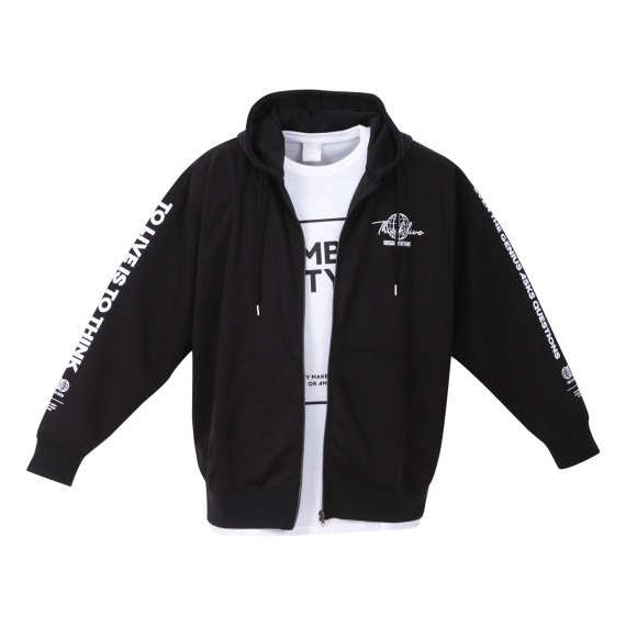 大きいサイズ メンズ BEAUMERE ダンボール4面プリント フルジップ パーカー + 半袖 Tシ...