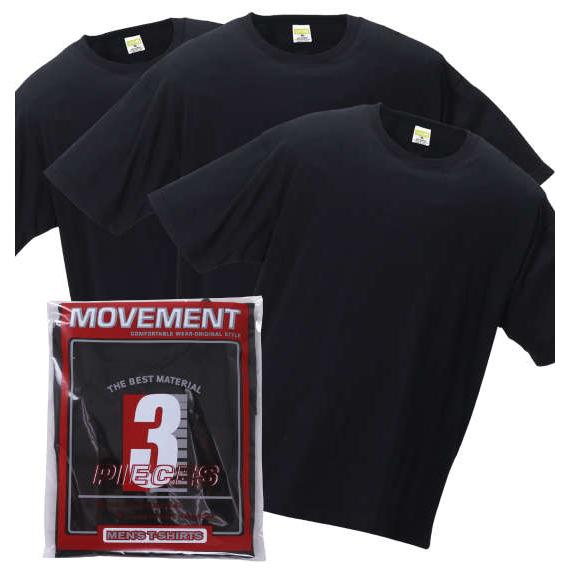 大きいサイズ メンズ MANCHES クルー Tシャツ 3枚パック ブラック 1258-4320-2...