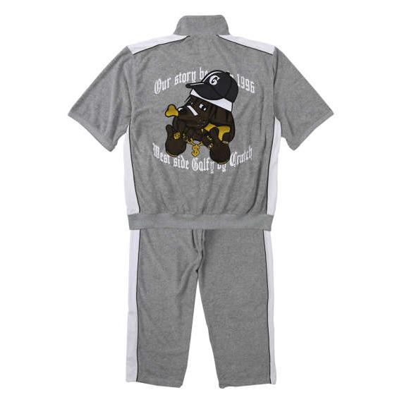 大きいサイズ メンズ GALFY ウェッサイ成金パイル 半袖 スタンド フルジップ セット モクグレ...