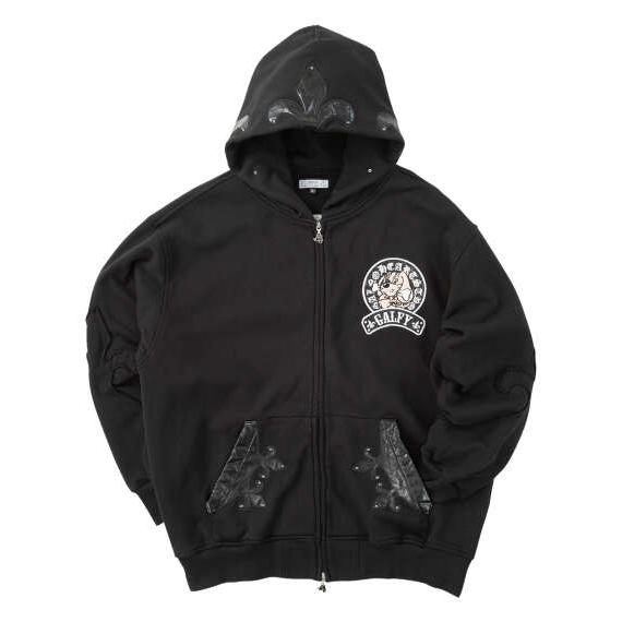 大きいサイズ メンズ GALFY 百合の紋章 フルジップ パーカー ブラック 1258-5371-2...