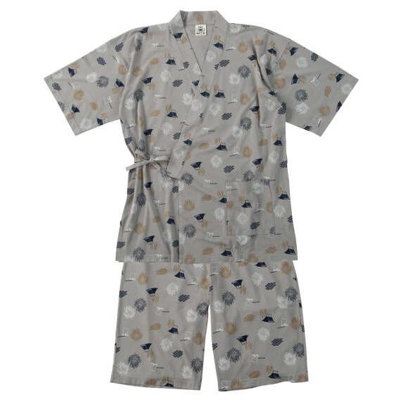 大きいサイズ メンズ 黒柴印和んこ堂 ジャガードメッシュ総柄 甚平 グレー 1258-6223-1 ...