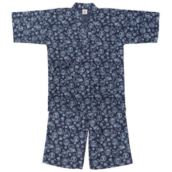 大きいサイズ メンズ 黒柴印和んこ堂 楊柳総柄 甚平 ネイビー 1259-4210-1 3L 4L ...