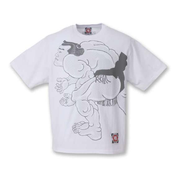 大きいサイズ メンズ 魂 相撲絵デザイン 半袖 Tシャツ ホワイト 1268-0282-1 3L 4...