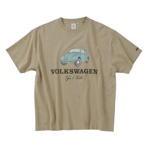 大きいサイズ メンズ VOLKSWAGEN 天竺 半袖 Tシャツ ベージュ 1268-4200-1 3L 4L 5L 6L 8L｜bmo