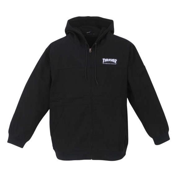 大きいサイズ メンズ THRASHER フーデッド フルジップ ワーク ジャケット ブラック 127...