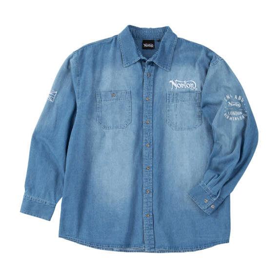 大きいサイズ メンズ Norton デニム 長袖 シャツ サンドネイビー 1277-5350-1 3...
