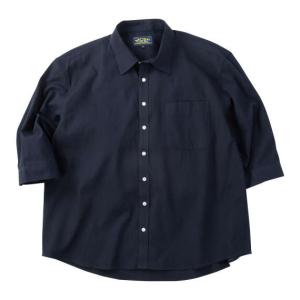 大きいサイズ メンズ Mc.S.P TC麻スラブ 七分袖 レギュラーカラー シャツ ネイビー 1277-6220-2 3L 4L 5L 6L 8L