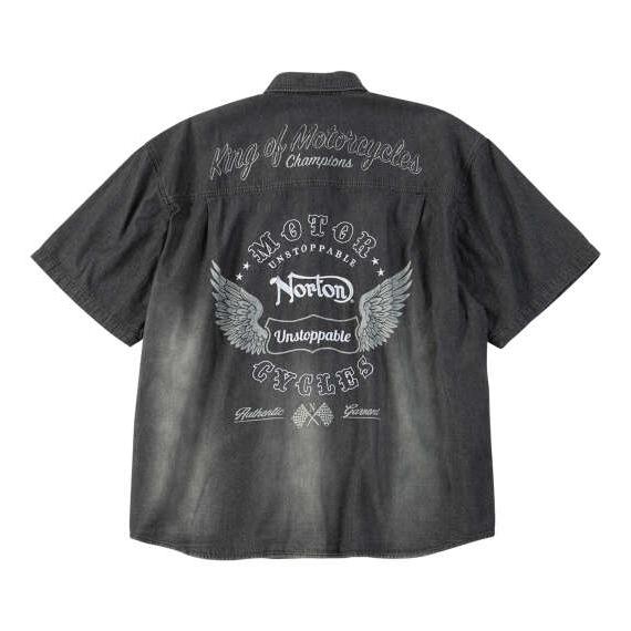 大きいサイズ メンズ Norton デニム 半袖 シャツ サンドブラック 1277-6235-2 3...