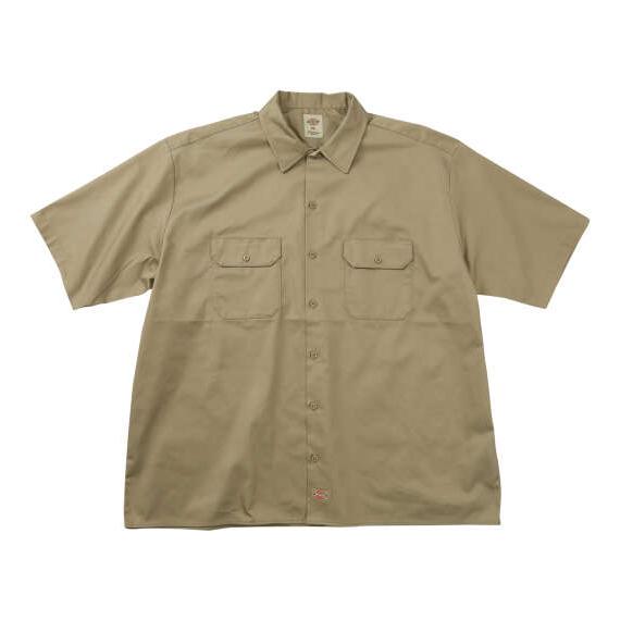 大きいサイズ メンズ DICKIES 1574オリジナル 半袖 ワーク シャツ カーキ 1277-6...