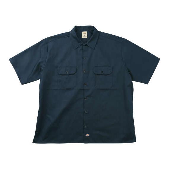 大きいサイズ メンズ DICKIES 1574オリジナル 半袖 ワーク シャツ ダークネイビー 12...