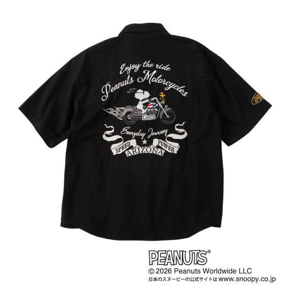 大きいサイズ メンズ FLAGSTAFF×PEANUTS スヌーピーコラボ 半袖 リップストップ シ...