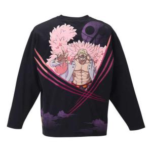 大きいサイズ メンズ 絡繰魂 × ONE PIECE ドフラミンゴ 長袖 Tシャツ ブラック 1278-1100-1 3L 4L 5L 6L｜bmo