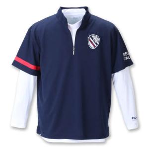 大きいサイズ メンズ FILA GOLF ハーフジップ 半袖 シャツ + インナー セット ネイビー × ホワイト 1278-1310-2 3L 4L 5L 6L｜bmo