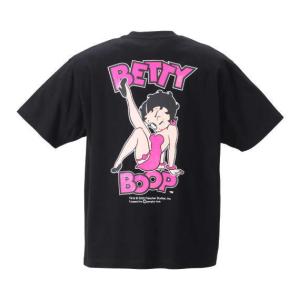 大きいサイズ メンズ BETTY BOOP ネオンカラープリント 半袖 Tシャツ ブラック × ネオンピンク 1278-2510-2 3L 4L 5L 6L 8L｜bmo