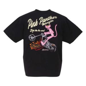 大きいサイズ メンズ PINK PANTHER × FLAGSTAFF ピンクパンサー 半袖 Tシャツ ブラック 1278-3287-2 3L 4L 5L 6L 8L｜bmo