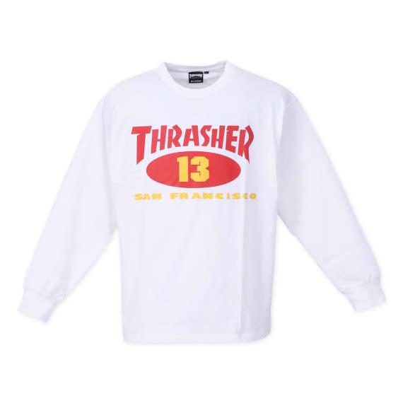 大きいサイズ メンズ THRASHER OLD OVAL13 長袖 Tシャツ ホワイト 1278-3...