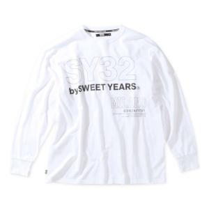 大きいサイズ メンズ SY32 by SWEET YEARS スティックアウトロゴ 長袖 Tシャツ ホワイト 1278-3380-1 3L 4L 5L 6L｜bmo