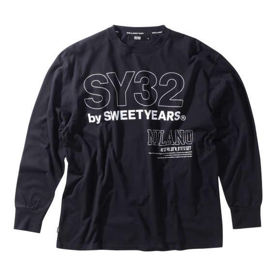 大きいサイズ メンズ SY32 by SWEET YEARS スティックアウトロゴ 長袖 Tシャツ ...