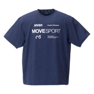 大きいサイズ メンズ MOVESPORT SUNSCREEN TOUGHオーセンティックロゴ 半袖 Tシャツ ネイビー 1278-4250-2 3L 4L 5L 6L｜bmo