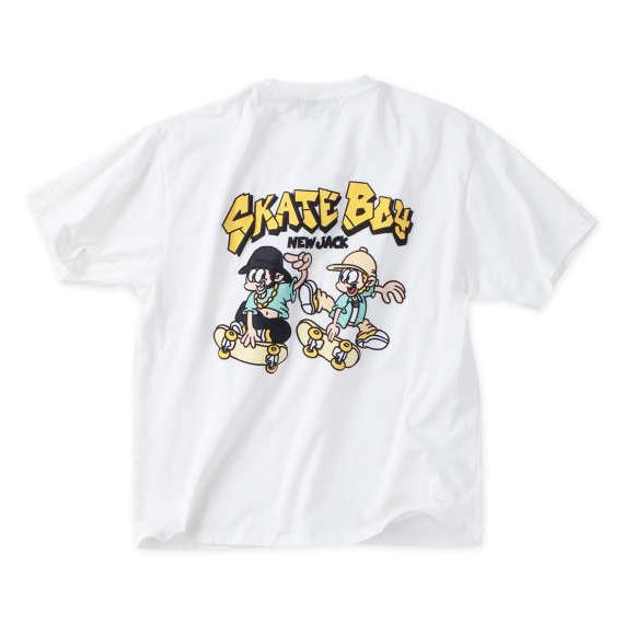 大きいサイズ メンズ ATC × NEW JACK スケートボード柄 天竺 半袖 Tシャツ ナチュラ...