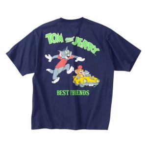 大きいサイズ メンズ TOM and JERRY 天竺プリントポケット付 半袖 Tシャツ ネイビー 1278-4560-1 3L 4L 5L 6L 8L｜bmo