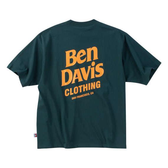 大きいサイズ メンズ BEN DAVIS フロッキーロゴ 半袖 Tシャツ ボトルグリーン 1278-...