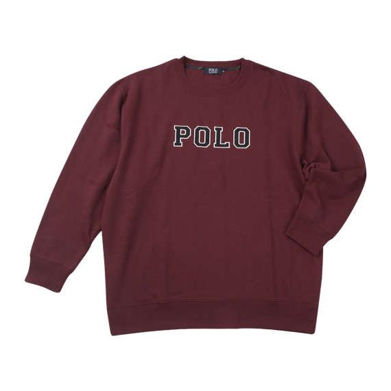 大きいサイズ メンズ POLO BCS 裏起毛 ロゴ クルー トレーナー エンジ 1278-4601...