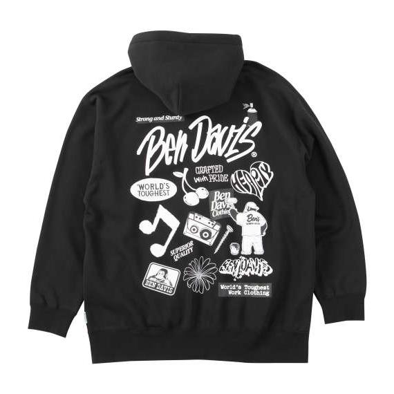 大きいサイズ メンズ BEN DAVIS セレクション フルジップ パーカー ブラック 1278-5...