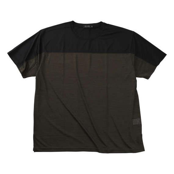 大きいサイズ メンズ EL.FO DRY クルーネック 切替 半袖 Tシャツ カーキ 1278-57...