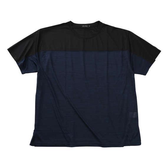 大きいサイズ メンズ EL.FO DRY クルーネック 切替 半袖 Tシャツ ネイビー 1278-5...
