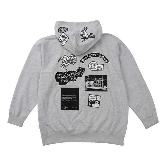 大きいサイズ メンズ BEN DAVIS 裏毛マルチワッペン プル パーカー ミックスグレー 127...