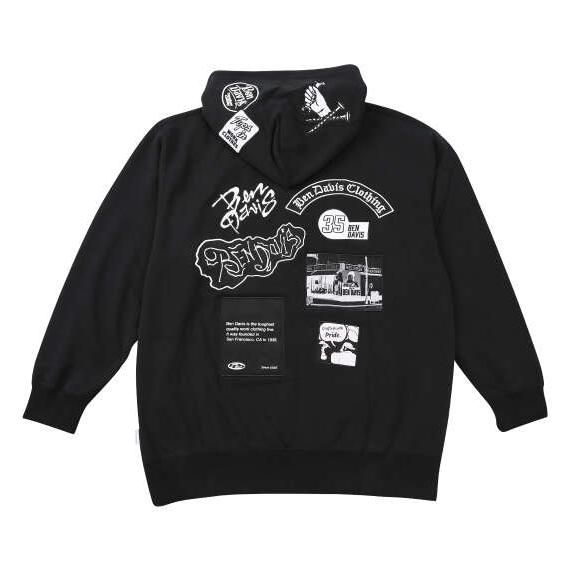 大きいサイズ メンズ BEN DAVIS 裏毛マルチワッペン プル パーカー ブラック 1278-6...