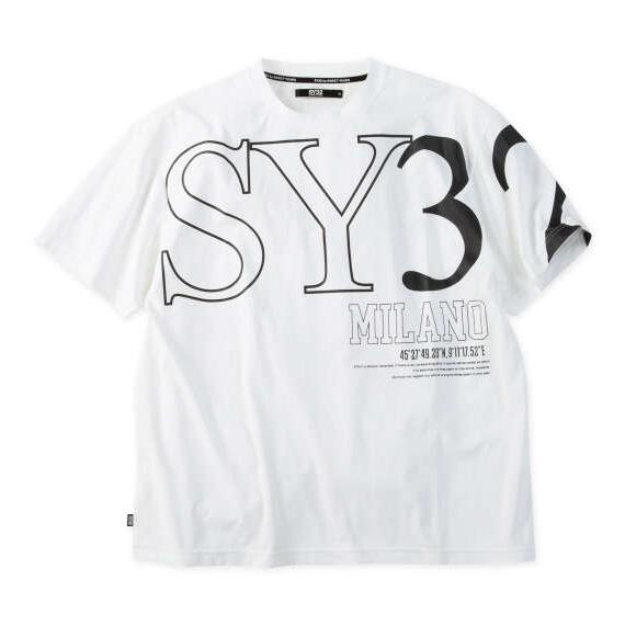 大きいサイズ メンズ SY32 by SWEET YEARS ビッグロゴ 半袖 Tシャツ ホワイト ...